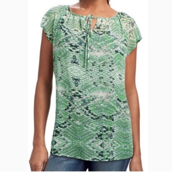 CAbi Darby green snake print top EUC S - Picture 11 of 11